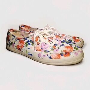 Keds Womens Floral Canvas Tennis Shoes Sneakers White Green Pink Orange Size 9.5